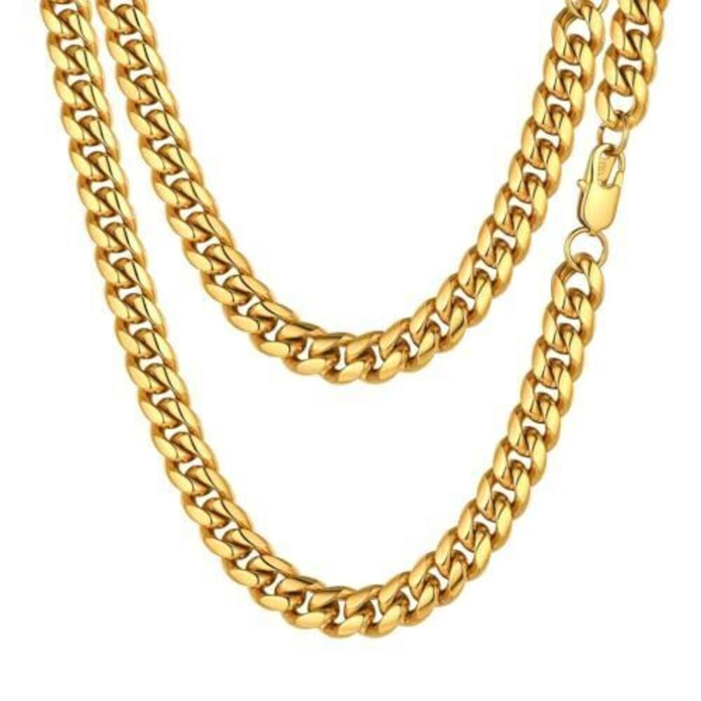 2195 Cuban Link Gold Chain Chunky Necklace Cool Long Necklaces 18K Yellow